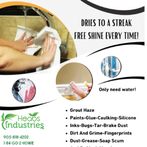 The Amazing Howie Cloth Contractors Cloth has Howie’s special fibers in the cloth just for Contractors, removes grout haze in one stroke, like a magnet for drywall dust and cutting dust, water based silicone, paint, caulking and woodworkers glue. Clean your glasses, and safety glasses, clean up the tools. Grout Haze Removal- Still use sponge for smoothing surface of grout. Take the Amazing Howie Cloth and wipe, holding it flat wipe on an angle to remove excess grout, use all areas of the cloth until ready to rinse. When ready to wipe the haze off, take the Howie Contractors Cloth Wipe all the haze off. You will be left with a grit free shine. The haze will usually remove and stay on the cloth until rinsed again, use a clean part of the cloth to continue. See how amazing Howie Cloth removes the haze. Rinse cloth and keep on using, you can leave The Howie Cloth on your ladder and it will be dry before you know it so you can just stuff it into your tools and use it on the next job. Get the Howie punch to punch a design in the corner to hang cloth or just distinguish which jobsite you’re using it on. Wood working Glue- Woodworkers, use your usual method, like the straw method to remove majority of the glue, than take the Howie Cloth to clean all surfaces to remove glue for easy staining. Make sure you rinse cloth with some dish soup to clean the Howie cloth when cloth is full of glue. Rinse well. Paint-Silicone-Caulking- Use on fresh surfaces, easily wipes away and rinses back out of cloth. Caulking and Silicone, only apply a small working area at a time. Smooth with hands, and wipe any excess off with the Howie Cloth, great to use on crown moulding, baseboard trim, to get that professional finish, and the caulking will rinse out in the sink and keep on using, or have several cloths ready to go already wet. If you have to paint the caulking, no need to mask the area, just add some paint and take the Howie Cloth with a small finger and wash the excess of the wall side. Using The Howie cloth with a wooded skewer works well in the corners, or your usual method. Make sure you rinse the sink out; you don’t leave the paint and silicone in the sink. Easily wipe the sink and taps with the cloth. You can also use dish soap to clean the cloth in between uses.